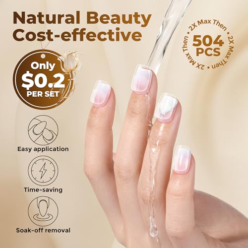 Image of UNA GELLA Extra Short Nail Tips: 504pcs Square Fake Nails Pre-shape XS Short Square Press on Nails Gel Tips Full Cover Acrylic Nails False Nails for DIY Salon 12 Sizes