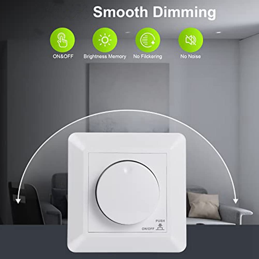 Booso Dimmer LED Gradateur encastrable 5-300 W Variateur LED pour LED Dimmable et Halogène
