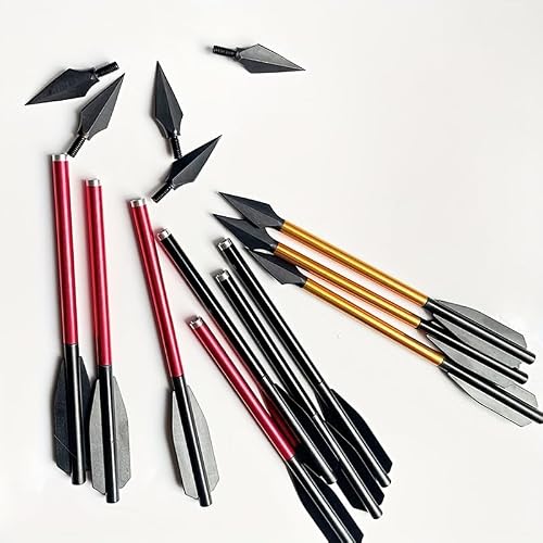 JIANZD 6PCS 6.7 Inch 50-80LB Mini Archery Crossbow Bolts Set with Sharp Metal Tip, Reusable Durable Arrow Dart for Shooting Target Practice, Small Hunting Game, Outdoor Fishing-Red