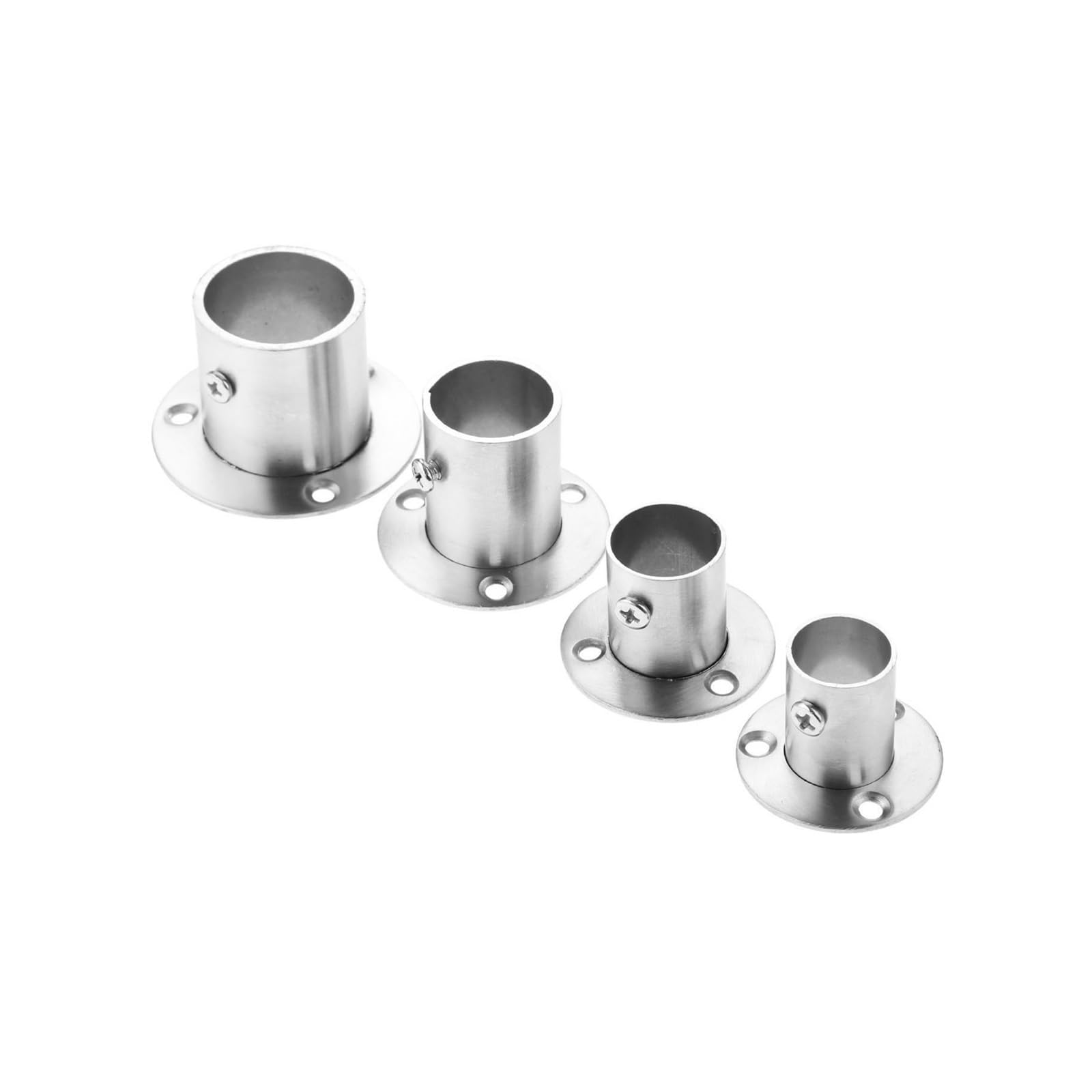 Ugzpwqlnx 22Mm Stainless Steel Pole Socket Flange Rod, Silver Stainless Steel Wardrobe Pole Socket Flange Bracket 2 Pack 19-32Mm Tube(22Mm)