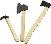 Vista 1 de RLECS Mini hacha 3 piezas de mango de madera en miniatura de metal hacha accesorio de hacha para casa de muñecas, jardín de hadas, mini picador