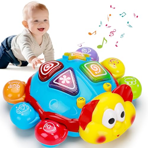 Image of Baby Crawling Toys 6-12 Months, Musical Light Up Tummy Time Toy for Infant 0-6 7 8 9 10 Month Old, Toddler Spanish English Bilingual Learning Educational Development Gift 1 2 Year Old Boys Girls