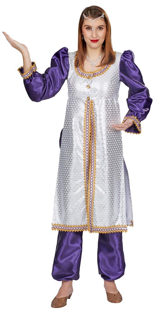 Orientalische Prinzessin Nadira Kostüm für Damen - Weiß/Lila - Zauberhafte Verkleidung Bollywood Schönheit Araberin Länderfasching Junggesellenabschied Mottoparty