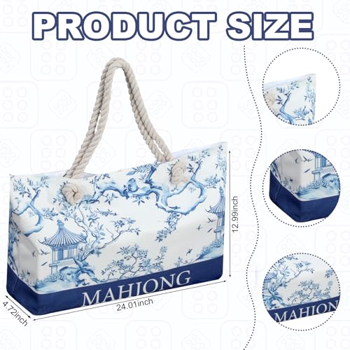 Set bolsa mahjong vacío 3 pzas azul Chinoiserie miniatura 2
