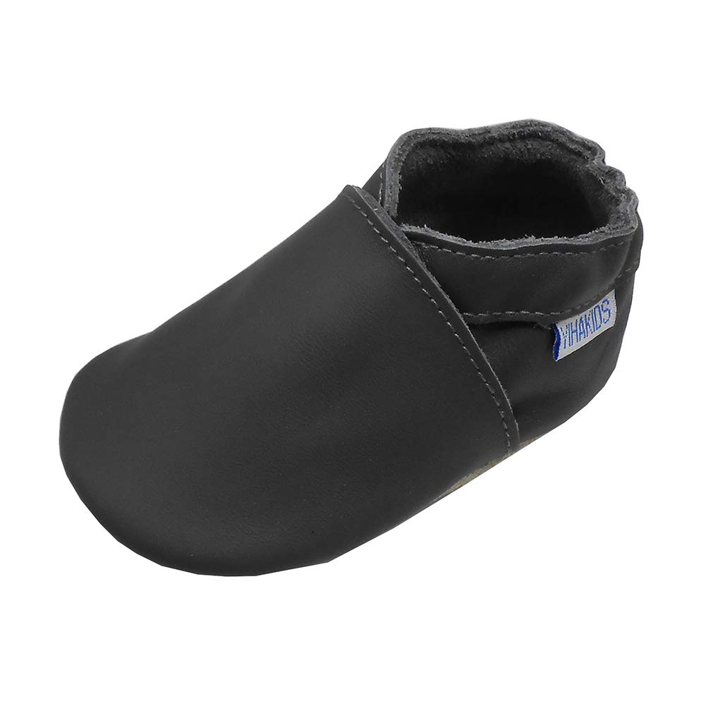YIHAKIDS Baby Leather Shoes First Walking Moccasins Infants Boys Girls Soft Sole Toddler Crawling Slippers(Grey,12-18 Months,sole length 5.5in)