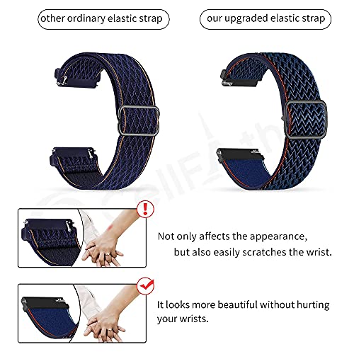 Image of CellFAther 20mm Watch Band Elastic Nylon Loop with Quick Release pins Compatible with Samsung Galaxy Watch Active 2 44,40mm / Galaxy Watch 3 41mm / Galaxy Watch 42mm /Gear S2 /Classic (Midnight Blue)
