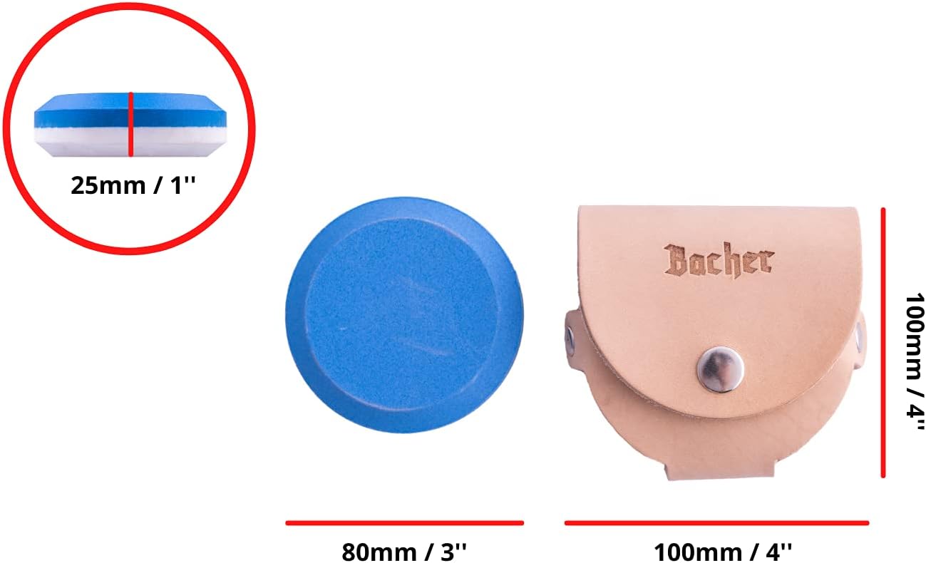 BACHER Premium Puck Axe Sharpening Stone 120/600 Grit with Leather