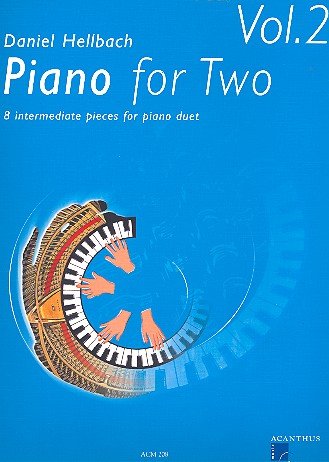 Daniel Hellbach Piano for Two vol. 2 - 8 morceaux de piano de poids moyen à 4 mains avec pince à partitions colorée en forme de cœur