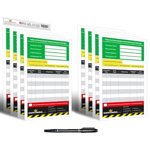 SAFETYKING® 8 Piece Fire Extinguisher Maintenance Record Sticker - Fire Extinguisher Service & Log Record