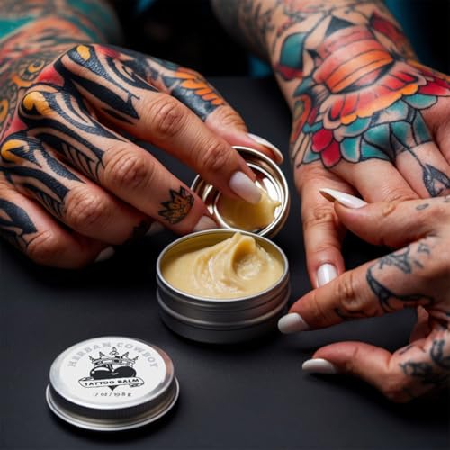 Herban Cowboy Tattoo Balm for Optimal Tattoo Care and Lifespan, Enhanced with Natural Ingredients, Non-Greasy, Non-Gritty (2oz)
