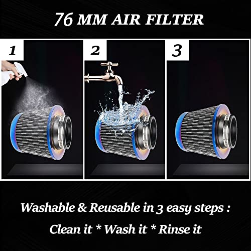 Muge Racing OFI074-BURN+CF Cold Air Intake Filter, High Performance, Washable Filter, Clamp-On Replacement Air Filter thumb #3