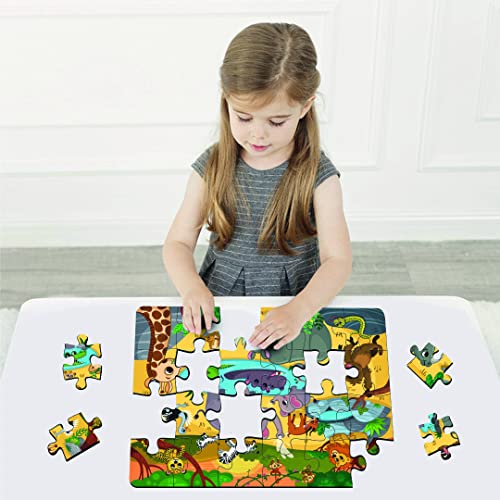 Image of Mini Leaves 24 Piece Wild Safari Animals Jigsaw Puzzle - Wooden Educational Toys for Kids 3+ Years - Safe & Durable Pre-School Gift