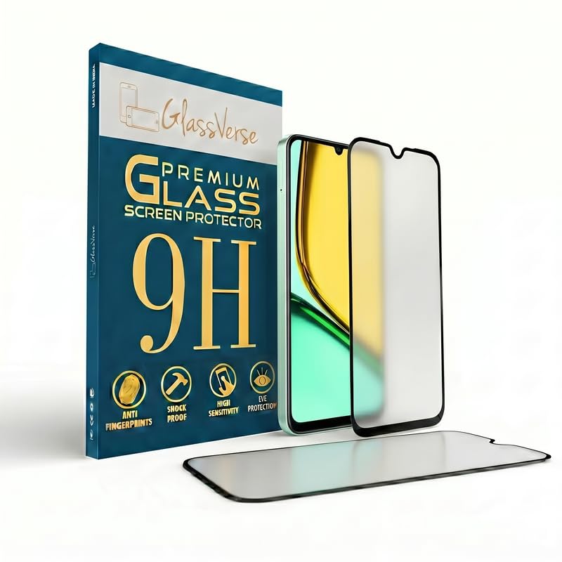 Image of GlassVerse Matte Tempered Glass for Realme C61 | Anti Glare, Smooth Touch Screen Protector, 9H Hardness, Edge to Edge, Case Friendly, Hassle-less Installation Kit Included. (Pack of 2)