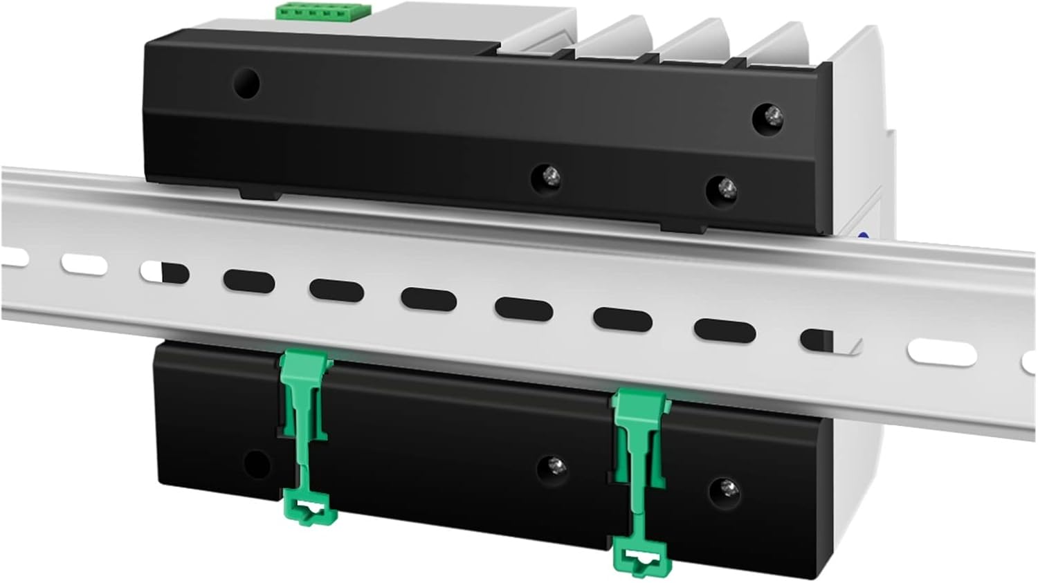 ZipcOm W2R Automatic Transfer Switch mounted on a DIN rail