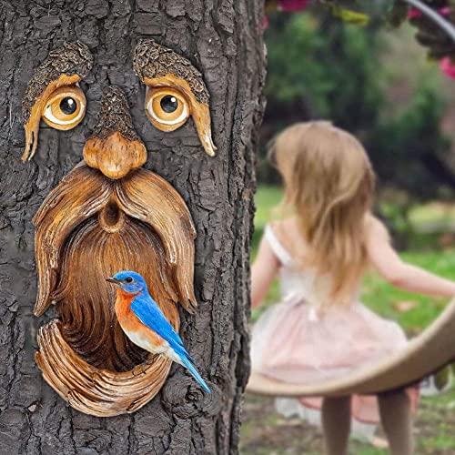 Jkapagzy Bird Feeder Resin Tree Face Bird Feeder Courtyard Yard Decor Decorations Art Hugger Sculpture Whimsical Tree Garden #TOP4