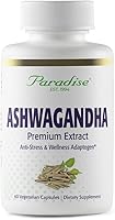 Vista 1 de Paradise Herbs Ashwagandha orgánica, adaptógeno ayurvédico, vegano, sin OMG, sin gluten, 60 cápsulas vegetarianas