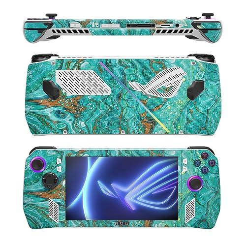 Image of MightySkins Carbon Fiber Skin Compatible with Asus ROG Ally - Turquoise Ripple | Protective, Durable Textured Carbon Fiber Finish | Easy to Apply