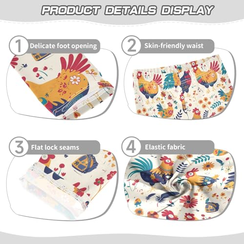 KLL Rooster Rustic Country Chicken Farmhouse Mexicana Little Girls Cotton Leggings Stretch Full Length Lounge Pants Sports3