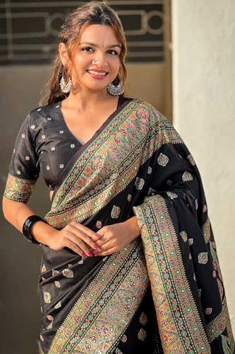 Image of SGF11 Women's Kanjivaram Pure Soft Silk Saree With Unstitched Blouse Piece