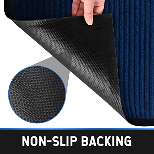 Heavy Duty Entrance Mats, Indoor And Outdoor Durable Rubber Door Mat, Easy Clean Waterproof Anti-Slip Doormat, Low Profile Floor Front Doormat Rugs For Entryway, Patio, Garage 60" X 35" Blue #TOP2