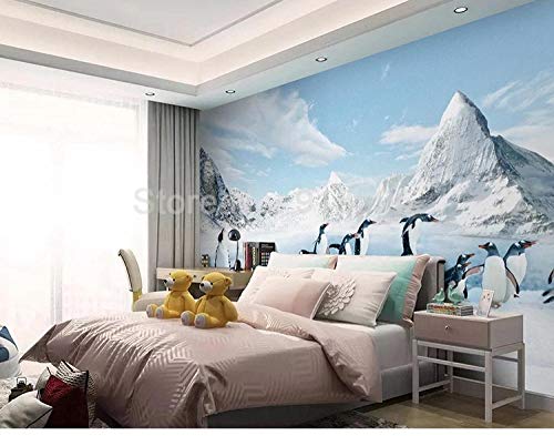 Papier peint 3D pingouin avec effet de profondeur paysage de neige