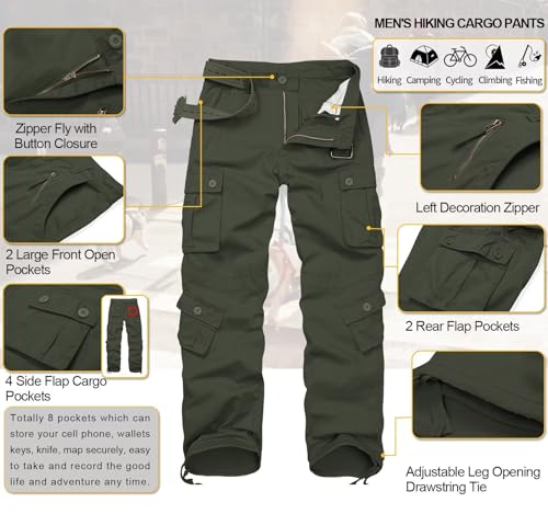 Cargo Pants for Men Camo Casual Pants Relaxed Fit BDU Hiking Pants Ripstop Work Pants with 8 Pockets3