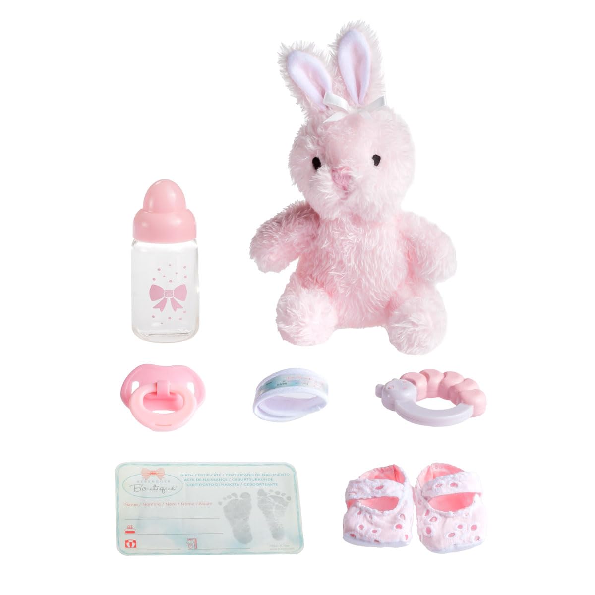 JC TOYS- Muñeca La Newborn recién Nacida de 38 cm es de Vinilo Suave, Ropa de algodón Calado y Accesorios, niña, Rosa, diseñado en España por Berenguer, 2 años