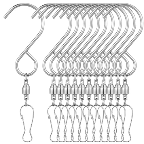 Parliky 16 Ganci Girevoli in Acciaio Resistente 90 MM Clip a S per Esterni Ganci Rotanti per Campanelli Eolici Acchiappasole e Decorazioni da Giardino Supporti Resistenti per Piante
