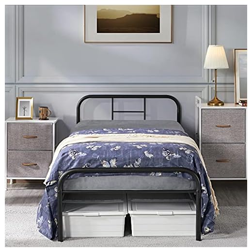 Yaheetech 3ft Single Bed Frames Metal Bed Frame with Headboard,Strong Iron Platform Bed for Bedrooms,Ground clearance: 32 cm/Black