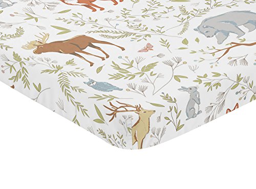 Image of Sweet Jojo Designs Animal Print Baby Boy or Girl Unisex Fitted Mini Portable Crib Sheet for Woodland Toile Collection - for Mini Crib or Pack and Play ONLY