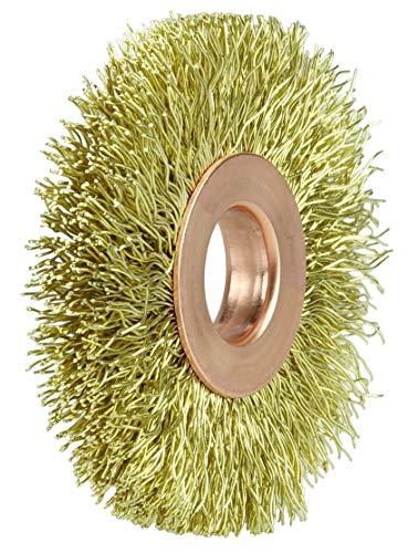 Image of Weiler 29086 Crimped Wire Wheel, 2 inch Small Diameter, 0.118 inch Brass Fill, 1 /2 inch Arbor Hole, Made in the USA (Pack of 10)