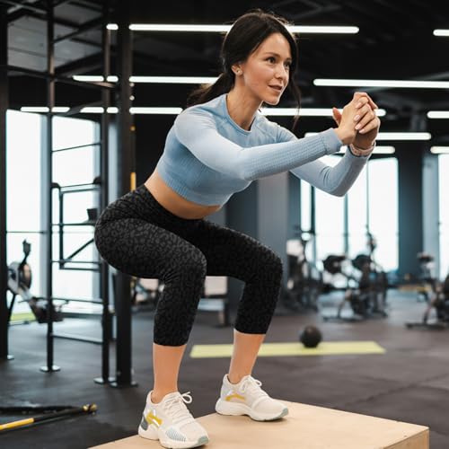 Image of GAYHAY High Waisted Capri Leggings for Women - Soft Slim Yoga Pants for Running Cycling Workout