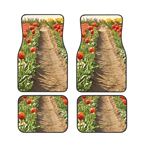Tapis de sol voiture aux motifs jardins variés pour l'avant et l'arrière