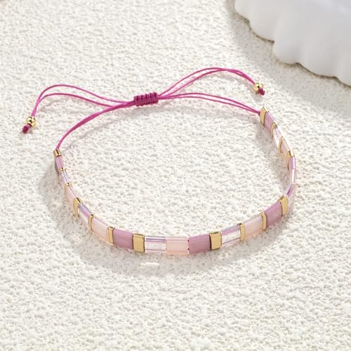 Image of KELITCH Colorful Tila Beaded Bracelets Women Strand Friendship Bracelet Handmade New Link Cuff Bracelets