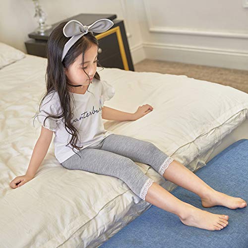 Mykazoe Girls Ultra Soft Seamless Capri Leggings With Lace Trim (Set Of 4) (8, Originals (Black X 2, Grey X 2)) #TOP5