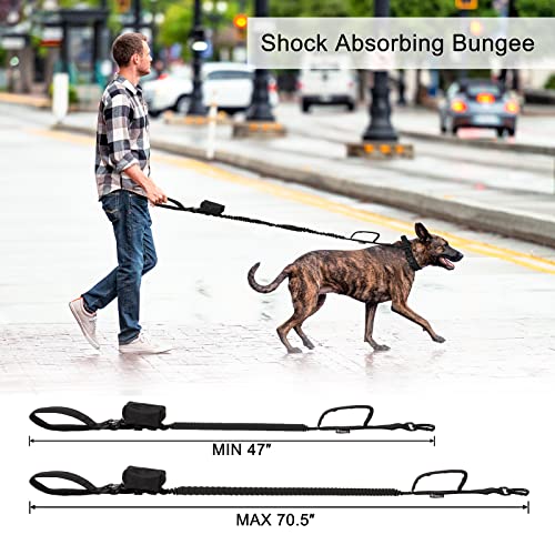 Oebeesa Tactical Dog Collar And Leash Set:-Adjustable Military Nylon Dog Collar With Handle Shock Absorbing Retractable Strong Dog Leash For Medium And Small Dogs With Airtags Holder Patches #TOP5