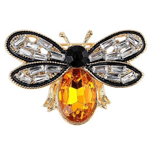 Bee Brooch Pin, Honey Bee Rhinestone Pins Vintage Crystal Insect Themed Lapel Pins Stylish Accessories for Women Men Party Dating Daily