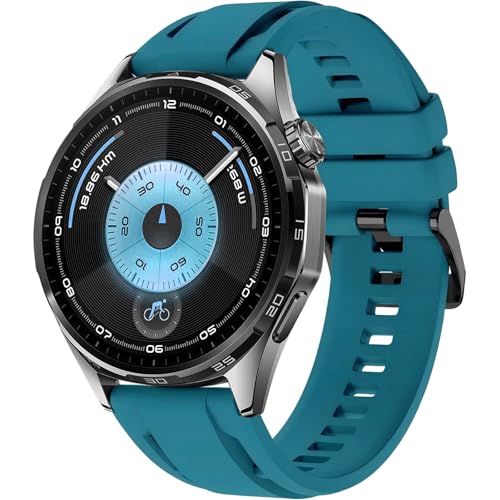 Image of 22mm Silicone Watch Band Compatible with Huawei Watch GT 6 46mm Strap,Multi-hole Design Straps with Black Metal Connector and Buckle Compatible with Amazfit Balance 2 Bands