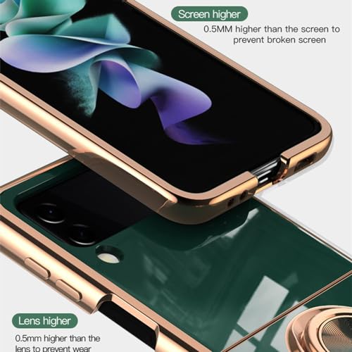 Coque Samsung Z Flip 5 rose avec support magnétique et bordure dorée de luxe pour smartphone
