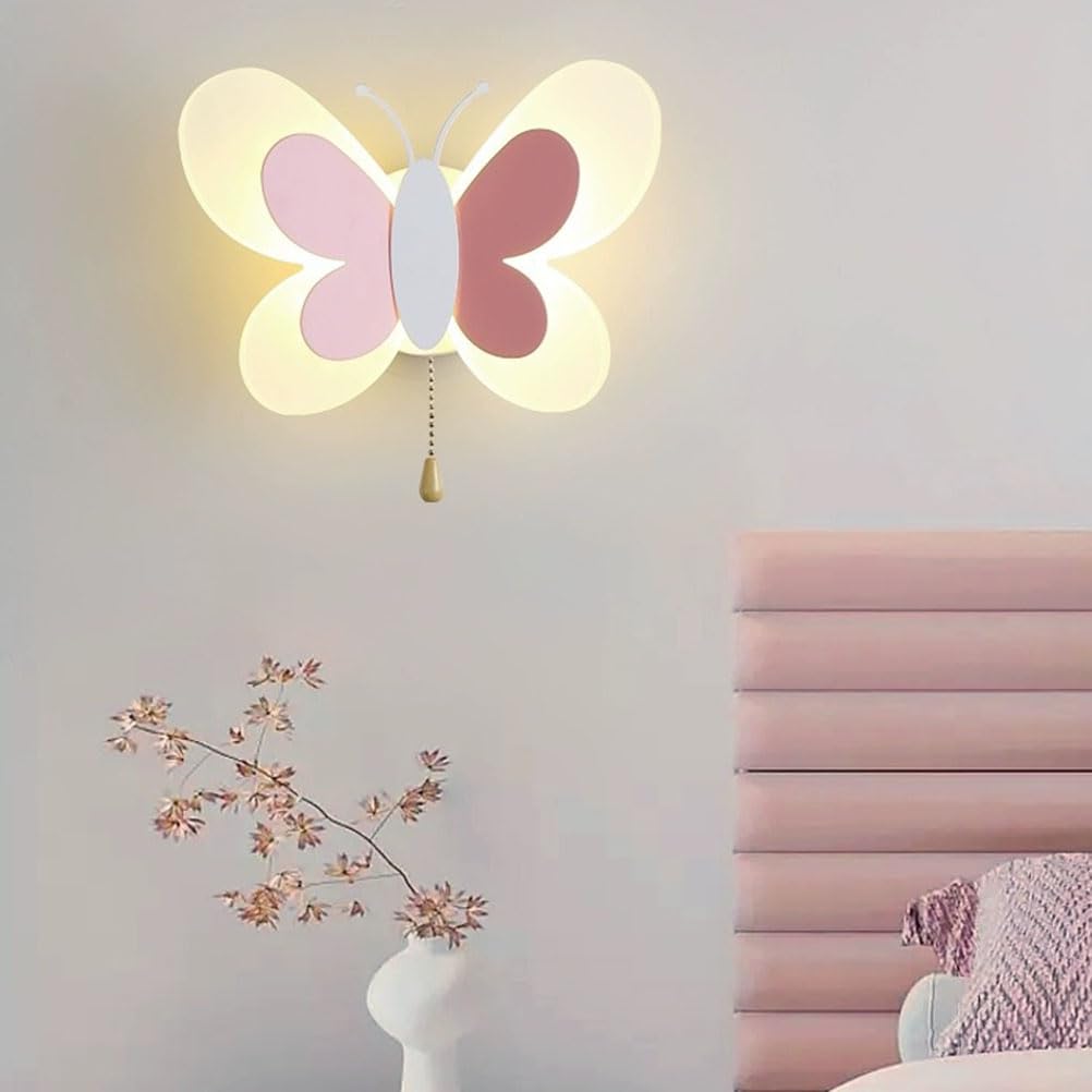 AoLa Kinkiet LED do Pokoju Dziecięcego Kreatywne Wnętrze Lampa Ścienna z Włącznikiem 17W Ściemnialna Akrylowa Lampa Motylkowa Dziecięca Lampka Nocna Dekoracyjna Lampka Nocna do Sypialni Korytarz