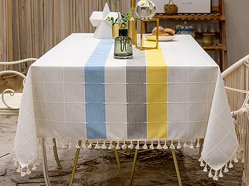 Nappe de table pour décoration de salle à manger multicolore en lin - 6