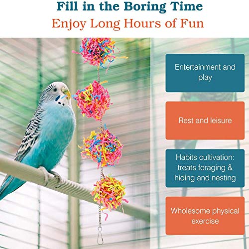 Runtodo Bird Chewing Toys,Bird Parrot Shredder Toy Foraging Hanging Cage Chew Toy Swing with Rings Parrot Foraging… - Afbeelding 4