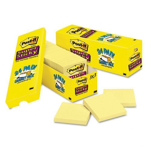 Post-it: Super Sticky Notes, 3 x 3, kanariengelb, 24 90-sheet Pads pro Pack –:-Verkauft als 2 Packungen von – 24 –/– Insgesamt je 48