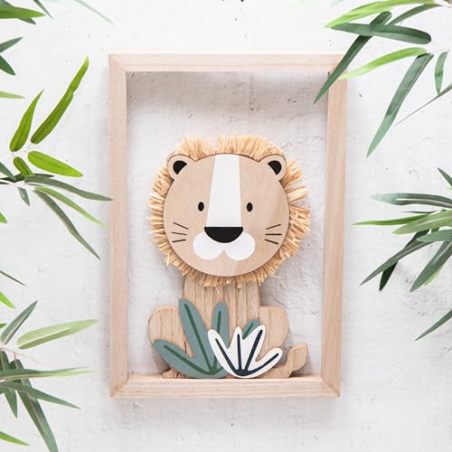 Image of Cutout Lion Natural Wood Wall Hanging Childrens Jungle Animal Baby Nursery Decor