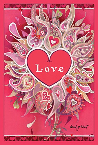 Toland Home Garden Love Petals 28 x 40 Inch Decorative Valentine Paisley Heart House Flag