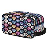 Mexpekil Neceser organizador de cosméticos con estampado de calavera de azúcar de colores, bolsa de almacenamiento para mujeres, hombres, niños y niñas