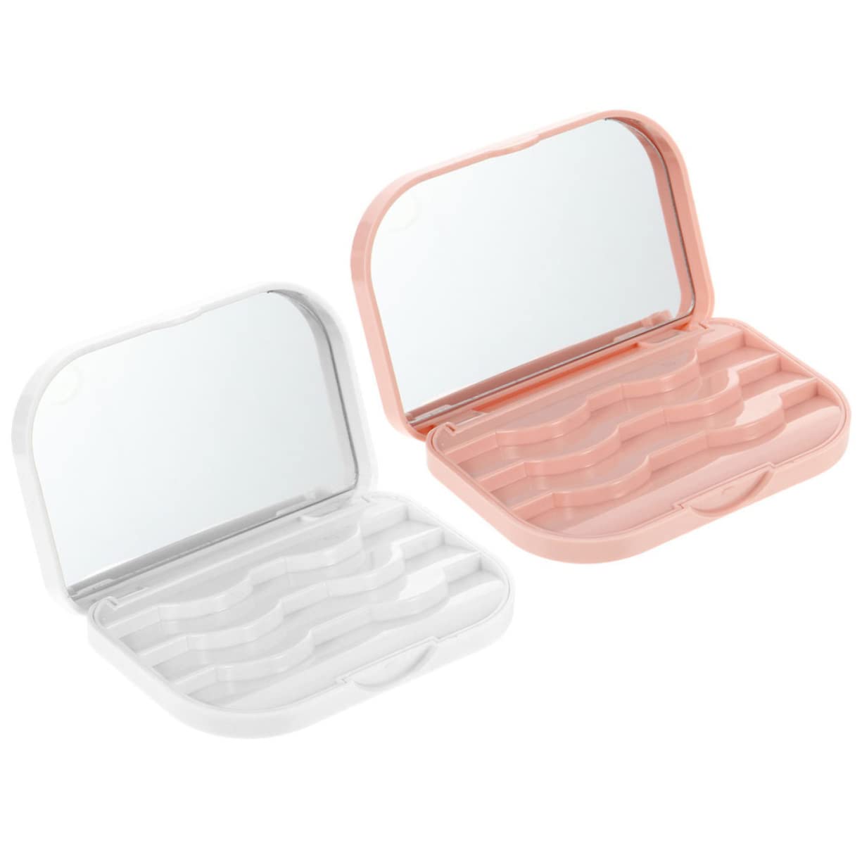 Healeved 6stücke Eyelash Storage Box Für Falsche Wimpern Kompakte Tragbare Aufbewahrungslösung Mit Spiegel Für Unterwegs Sicheren Aufbewahrung Von Wimpern