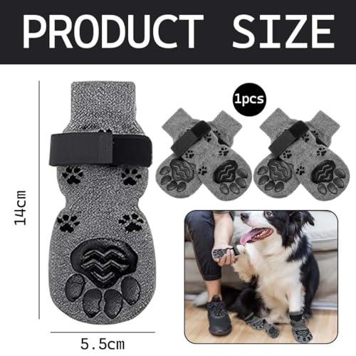 2 Paar Hundesocken, Anti-Rutsch Hundesocken, Anti-Leck-Socken, geeignet für kleine und mittelgroße Hunde mit einem Gewicht von 5–10 kg (Größe S, Grau)
