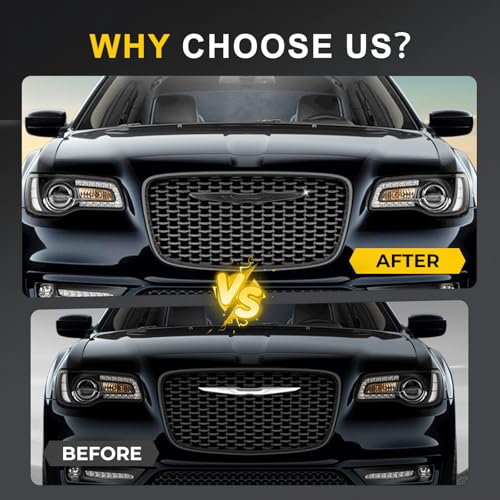 Image of Carbon Fiber Emblem Cover Trim Compatible with 300 2015-2023, Front Grille & Rear Badge Accessories