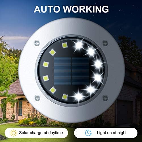 GIGALUMI Solar Ground Lights 12 LEDs 4 Pack Outdoor White Solar Pathway Lights In Ground Waterproof for Garden Lawn Patio Yard Driveway